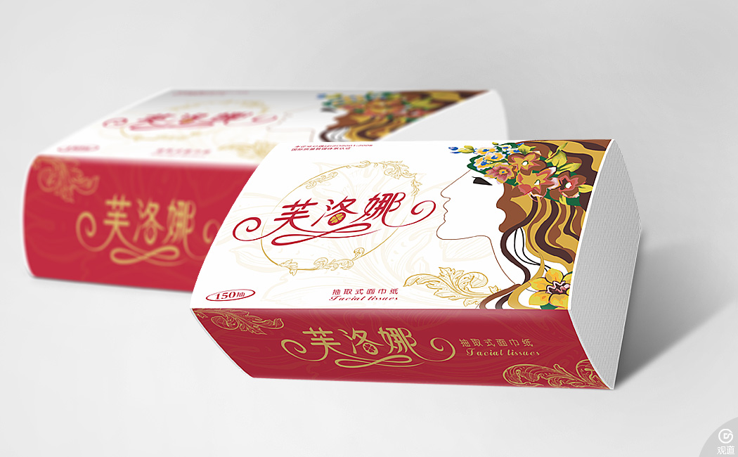 高端纸巾花神典雅品牌-芙洛娜抽取式面纸巾包装设计